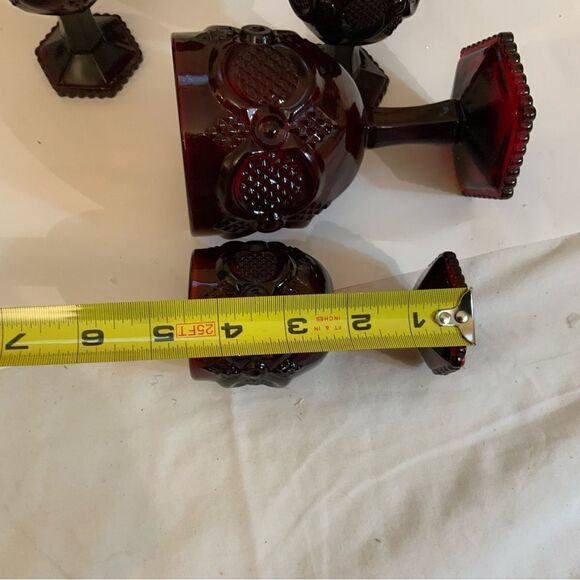 Vintage Avon Cape Cod 1876 Ruby Red Footed Cordial Glasses Goblets Set of 8 A1 - Picture 10 of 10